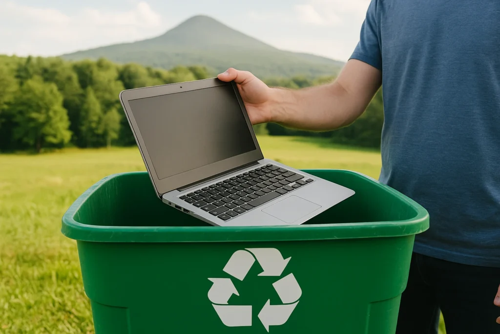 Recycling laptop to protect the planet